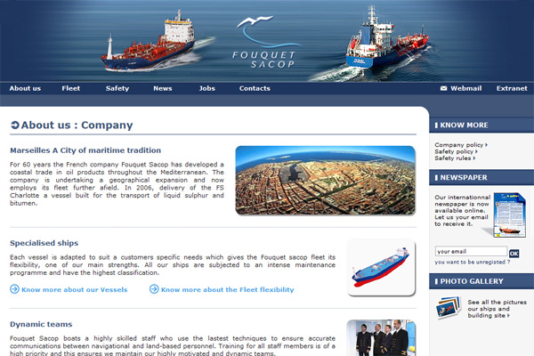 Site Web Fouquet Sacop Maritime