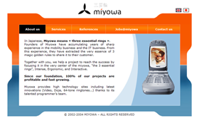 Premier site internet de la société Miyowa spécialiste dans les applications de messagerie mobile. 